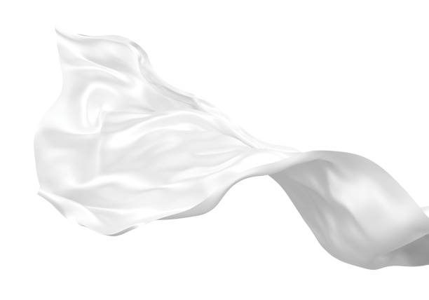 istock White fabric flying in the wind isolated on white background 3D render 1369877940