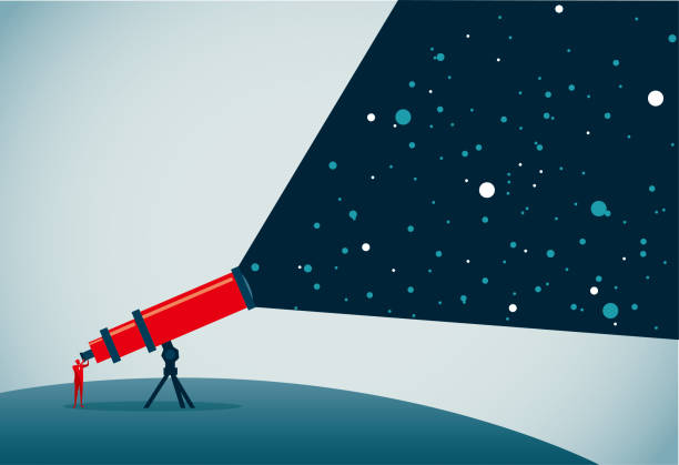 telescope vector art illustration