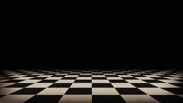 Animation of moving forward through vintage checkered floors