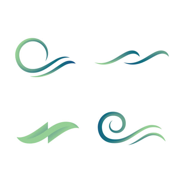 stockillustraties, clipart, cartoons en iconen met sea wave logo abstract design vector template - wind surfen