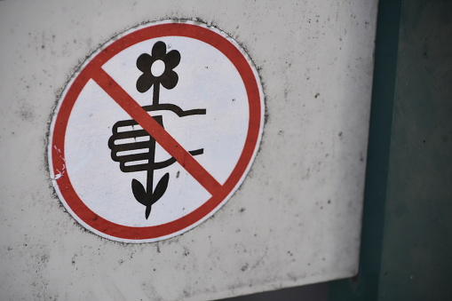 Warning sign-It is forbidden to pick flowers