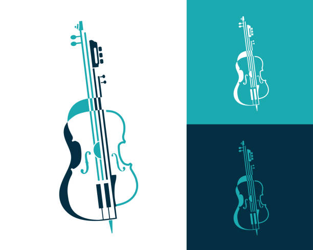 musikalische abstrakte komposition aus violine, gitarre und cello in linien und formen. musiksymbol für konzerte, präsentationen, quartette und trio-auftritte. vektor - guitar classical music classical style jazz stock-grafiken, -clipart, -cartoons und -symbole