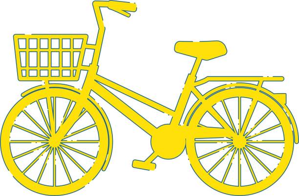 ilustraciones, imágenes clip art, dibujos animados e iconos de stock de ilustración de una bicicleta simple con una línea borrosa / material de ilustración (ilustración vectorial) - cobertizo para bicicletas