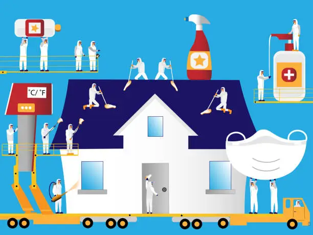 Vector illustration of Cleaning up house