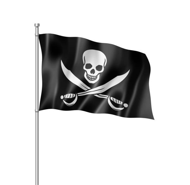 istock Pirate flag, Jolly Roger isolated on white 1369895057
