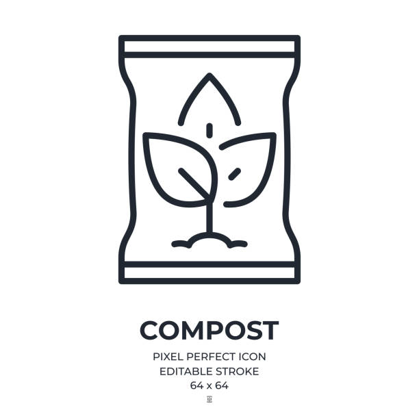 Compost editable stroke outline icon isolated on white background flat vector illustration. Pixel perfect. 64 x 64. Compost editable stroke outline icon isolated on white background flat vector illustration. Pixel perfect. 64 x 64. fertilizer stock illustrations