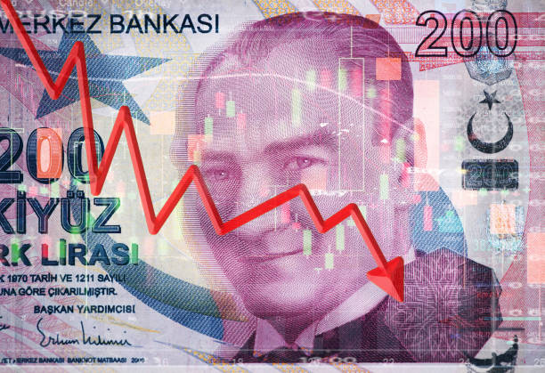 Inflation, devaluation and depreciation of the Turkish Lira stock photo
