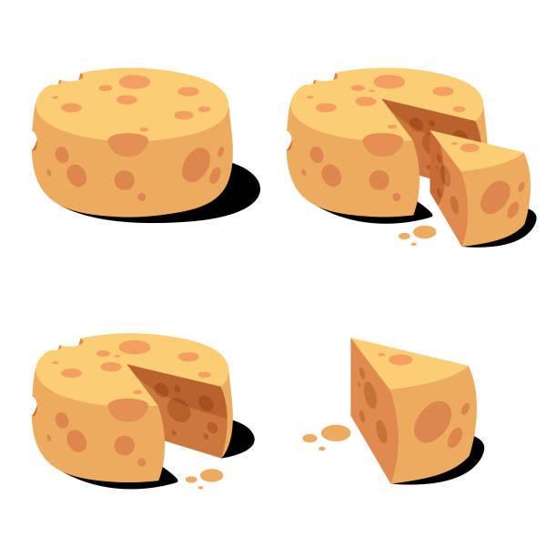 illustrazioni stock, clip art, cartoni animati e icone di tendenza di set di formaggio design piatto. - formaggio