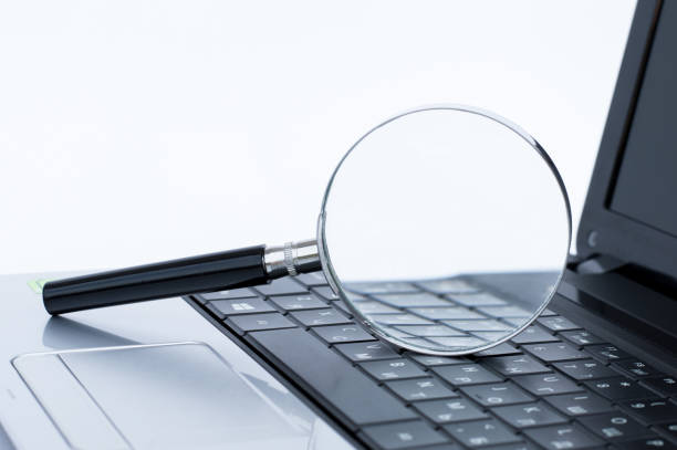 istock Search symbol background. Magnifying glass with empty white copy space. 1369899544