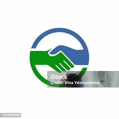 istock Handshake sign in the circle, on white background. Vector illustration 1369899988