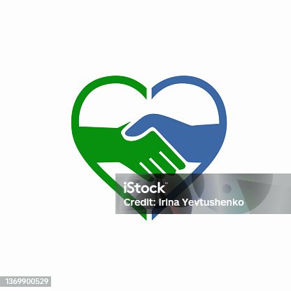 istock Handshake sympathy icon, heart shape, vector illustration isolated on white background 1369900529