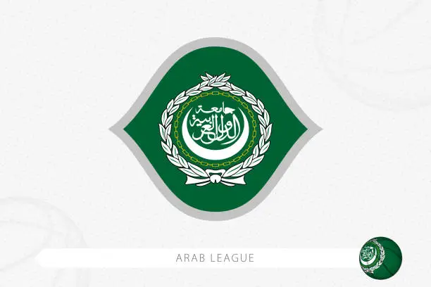 Vector illustration of Arab League flag for basketball competition on gray basketball background.