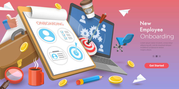 ilustrasi konseptual vektor 3d dari onboarding karyawan baru - karyawan baru ilustrasi stok