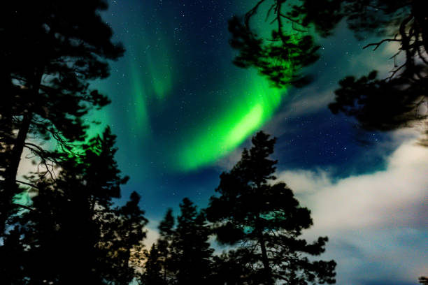 northern lights - norrland imagens e fotografias de stock