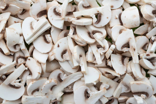 istock Chopped mushrooms. Agaricus bisporus 1369906818