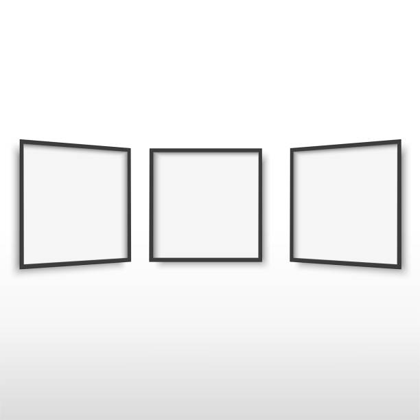 Three empty picture frames on the wall. Vector Three empty picture frames on the wall. Vector. three objects photos stock illustrations