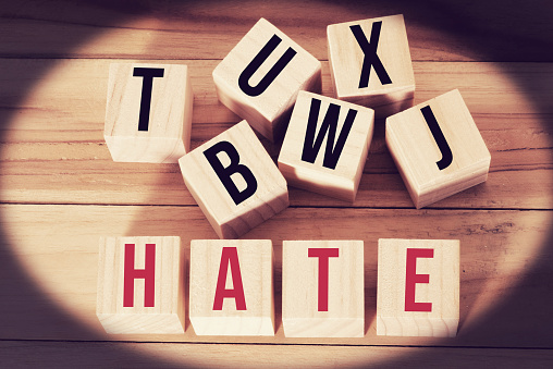 Different letters and the word Hate