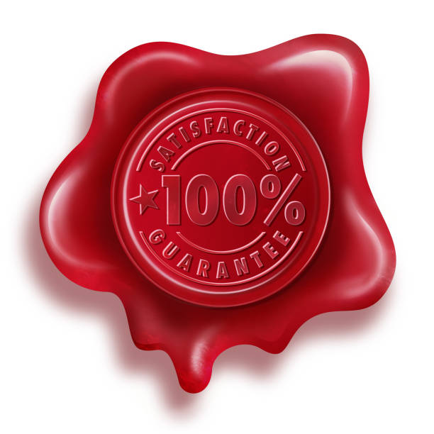 istock Red vintage wax seal stamp with 100% satisfaction guarantee illustration 1369915187