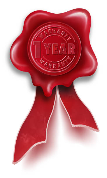 istock Red vintage wax seal stamp one year warranty illustration 1369917451