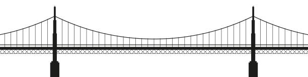 große schrägseilbrücke silhouette. vektorillustration - cable stayed bridge illustrations stock-grafiken, -clipart, -cartoons und -symbole