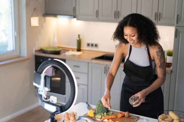 istock An influencer vlogging healthy eating and cooking 1369920446