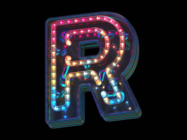 istock Colorful led font. Letter R 1369929612