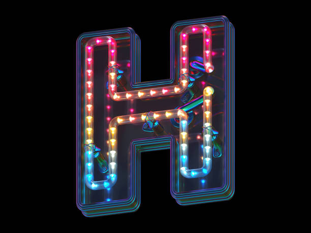 istock Colorful led font. Letter H 1369929856