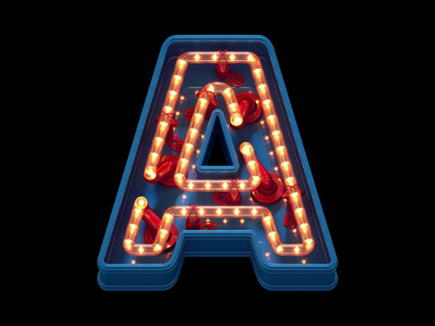 istock Led dots neon font. Letter A 1369932526