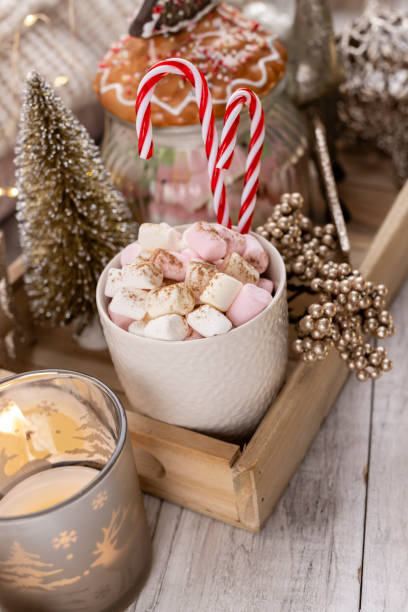 istock Christmas candy cane heart shape, bokeh background. 1369932656