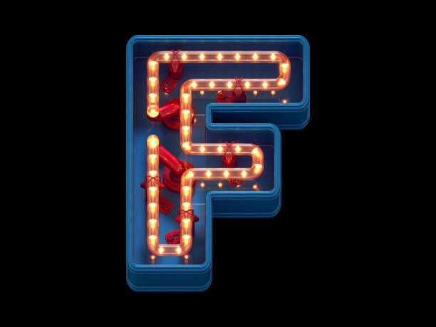 istock Led dots neon font. Letter F 1369932744
