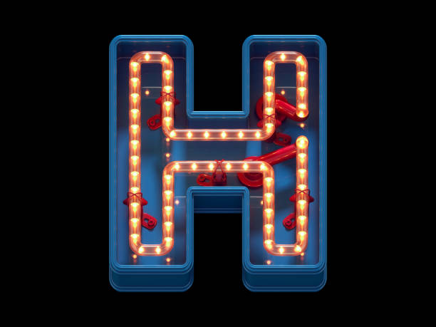 istock Led dots neon font. Letter H 1369932844