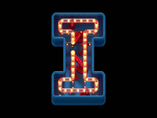 istock Led dots neon font. Letter I 1369932886