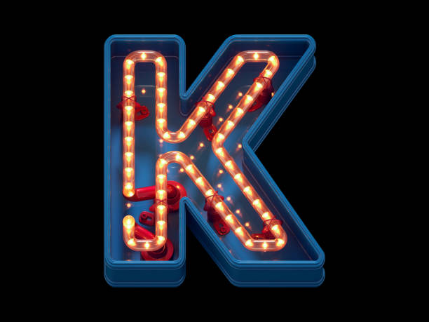 istock Led dots neon font. Letter K 1369932977