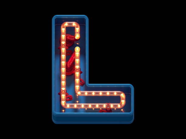 istock Led dots neon font. Letter L 1369933009
