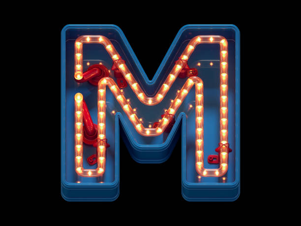 istock Led dots neon font. Letter M 1369933057