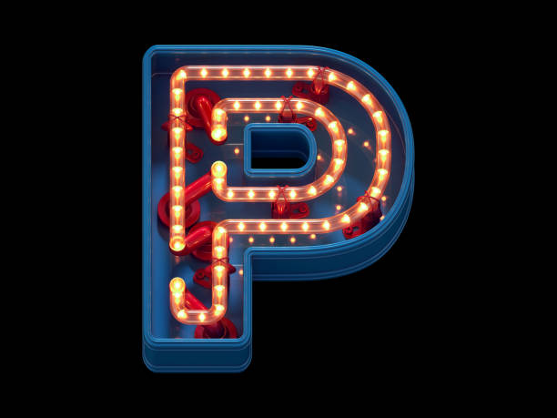 istock Led dots neon font. Letter P 1369933238