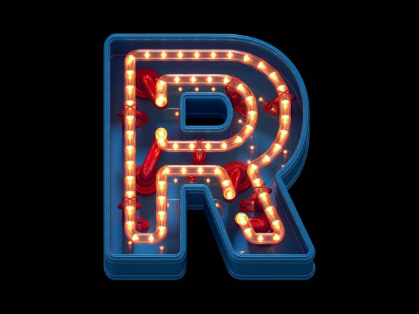 Led dots neon font. Letter R