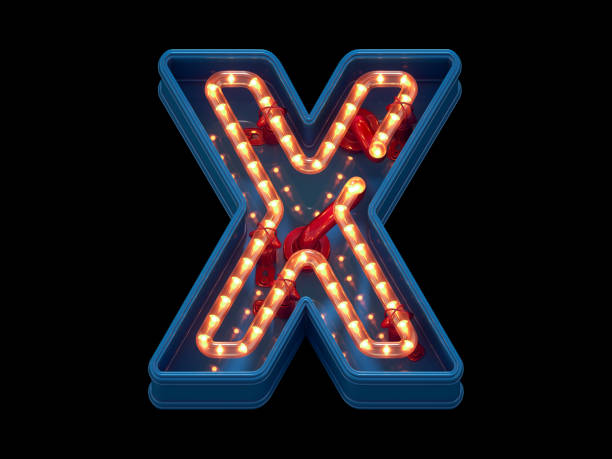 istock Led dots neon font. Letter X 1369934077