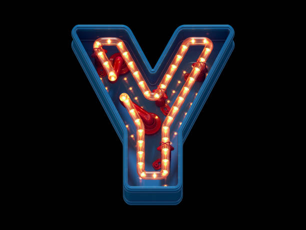 istock Led dots neon font. Letter Y 1369934114