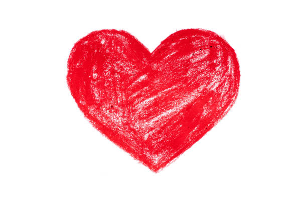 istock Red heart on a White background painted with oil pastel 1369935760