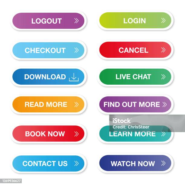 Line Button Website Website Button Set Stock Illustration - Download Image Now - Log Out ...