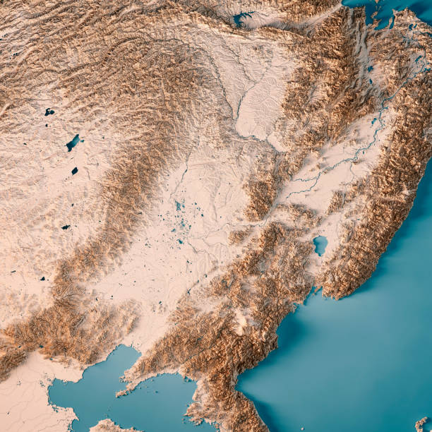 istock Northeast China Region 3D Render Topographic Map Neutral 1369937505