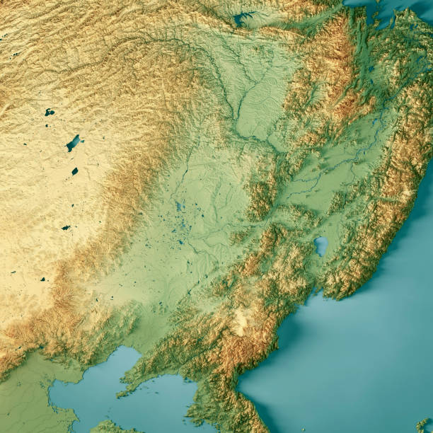 istock Northeast China Region 3D Render Topographic Map Color 1369937551