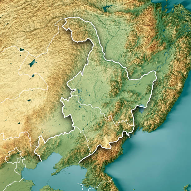 istock Northeast China Region 3D Render Topographic Map Color Border 1369937655