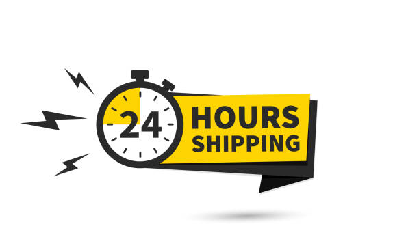 24 hours shipping sign yellow banner. vector stock illustration vector art illustration