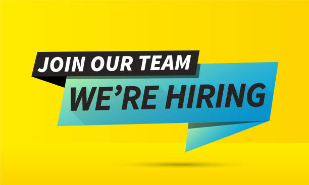istock We are hiring, join our team lettering with abstract frame on yellow background. Inscription can be used for announcements, leaflets, posters, banners. 1369938913