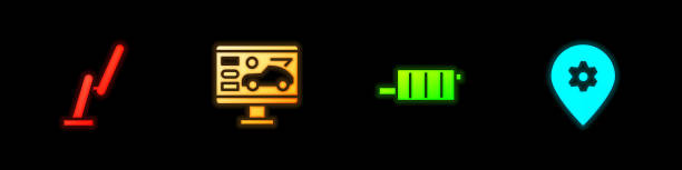 istock Set Windscreen wiper, Diagnostics condition of car, Car muffler and Location with service icon. Vector 1369942246