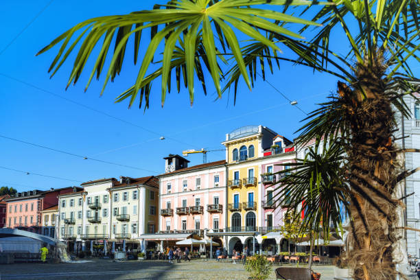 piazza grande in Locarno under blue sky