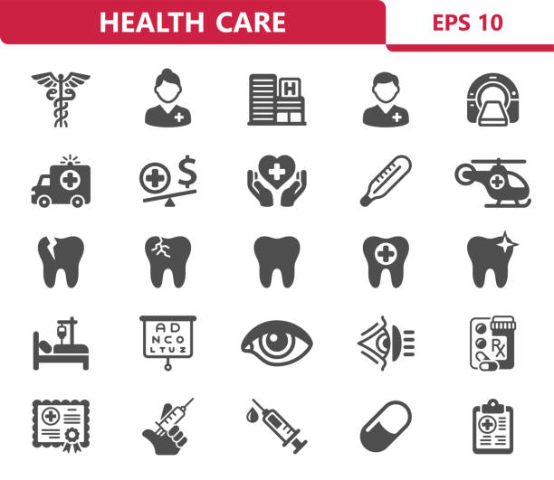 healthcare icons - gesundheitswesen, medizin, medizin - zahnheilkunde stock-grafiken, -clipart, -cartoons und -symbole