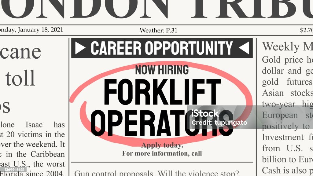 Machine Operator Advert Examples Forklift Operator Career Stock Illustration - Download Image Now ...
